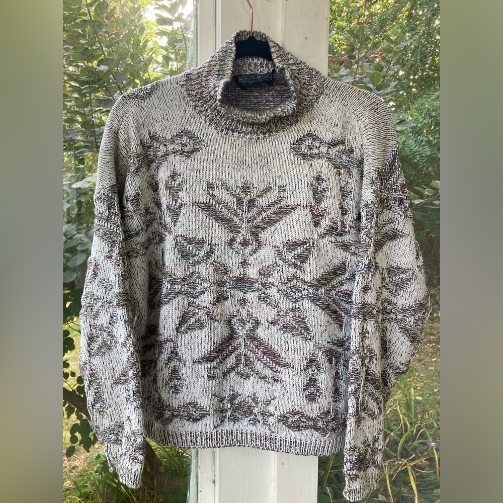 David Brett vintage 90s Aztec turtle mock neck pullover sweater
